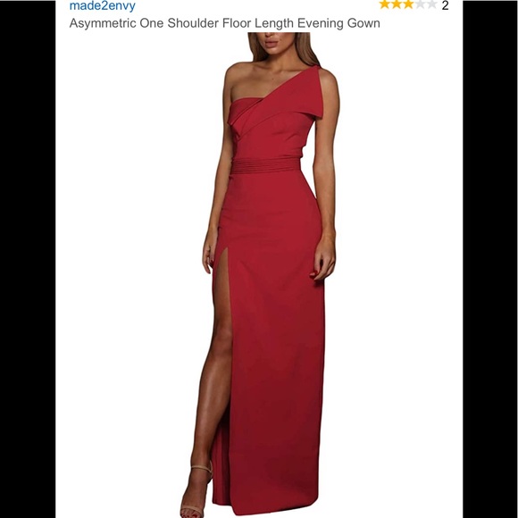 One shoulder high slit gown Fits 6-8 - Picture 2 of 8